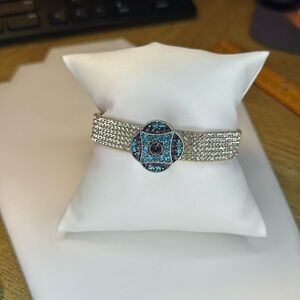 Interchangeable Snap Fabric/crystal bracelet Set E